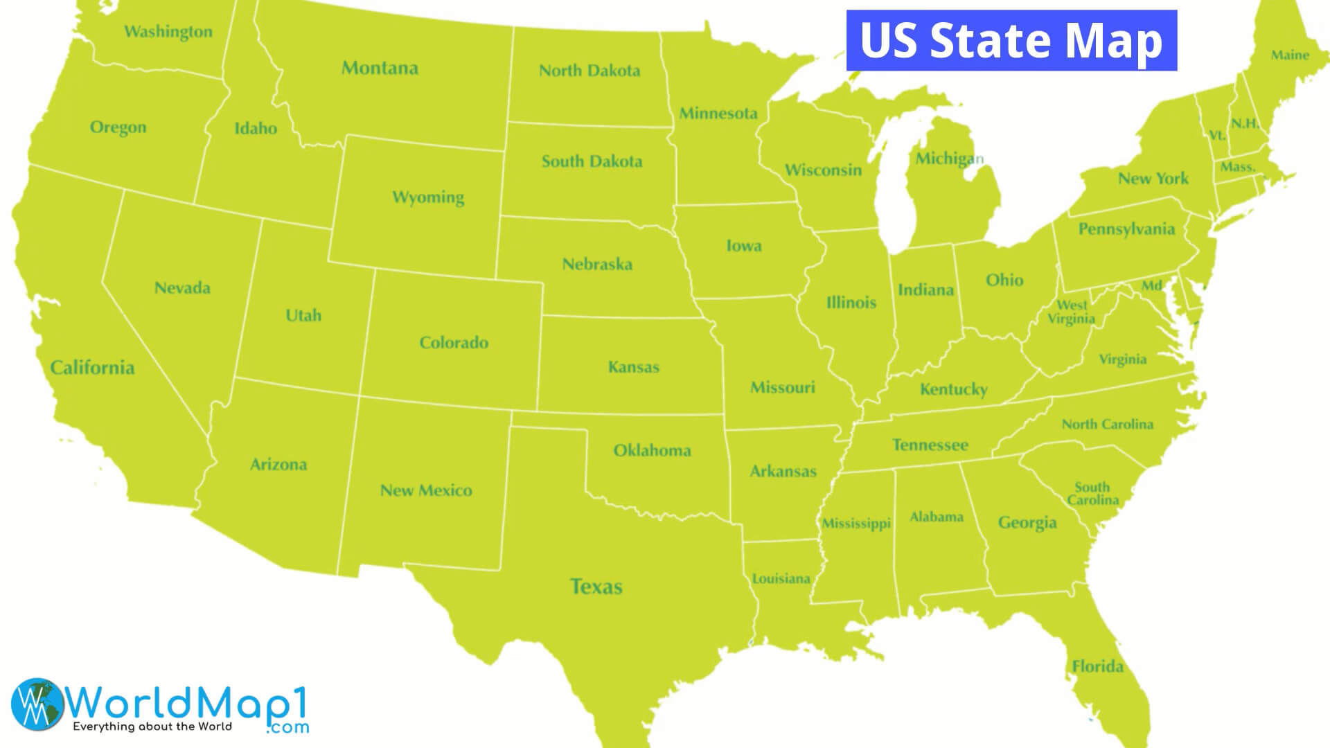 Printable US Map with State Names